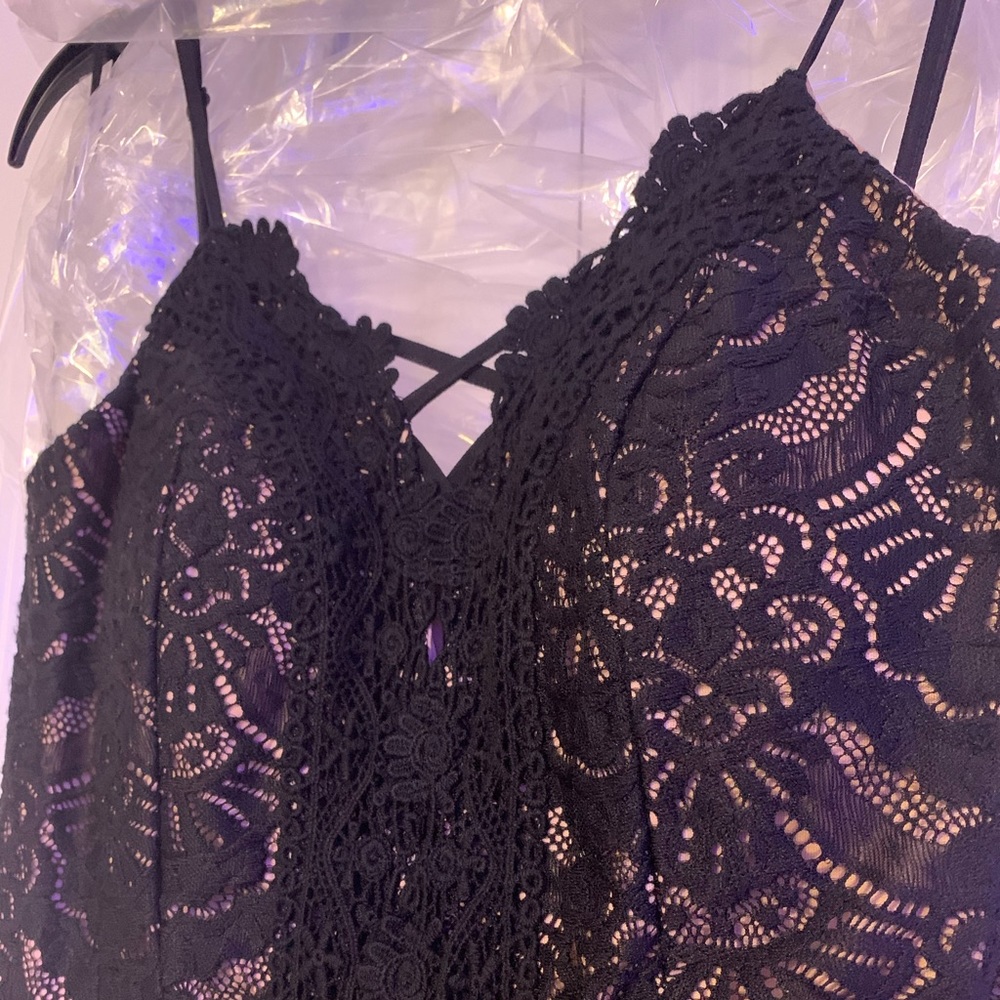Black lace cocktail dress